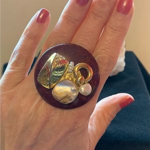 Upcycled statement ring great for the holidays.